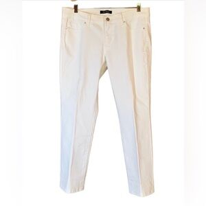 White House Black Market white crop jeans with embroidery & rhinestones Size 8